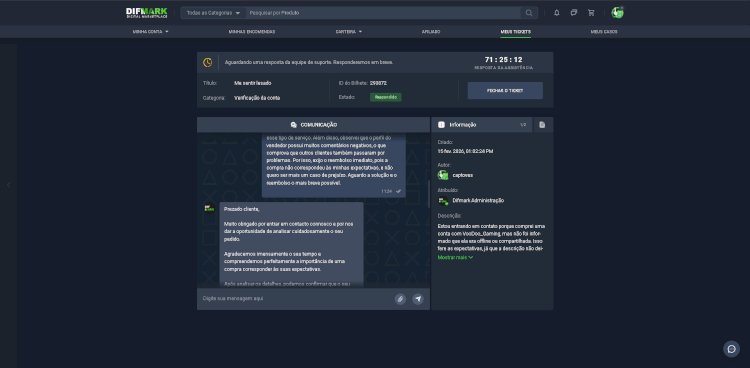 Consumidor Questiona Falta de Clareza em Venda de Conta Steam na Plataforma Difmark
